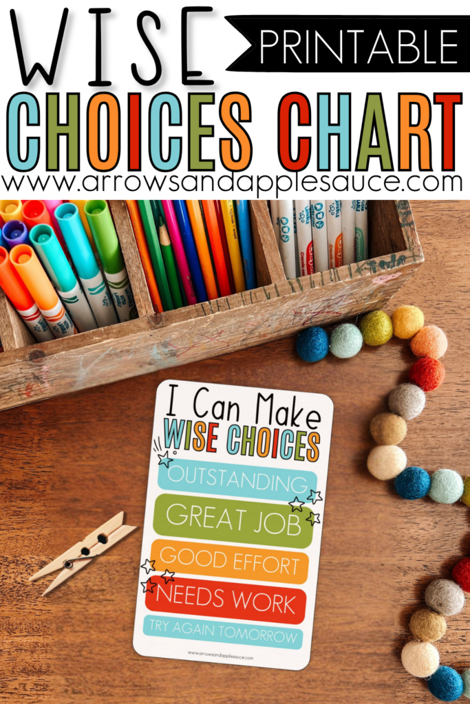 This printable wise choices discipline chart is a great visual aid in helping little ones understand consequences for their actions. #christianparenting #discipline #stayathomemom #wisechoices #homeschoolfamily #kidslifeskills