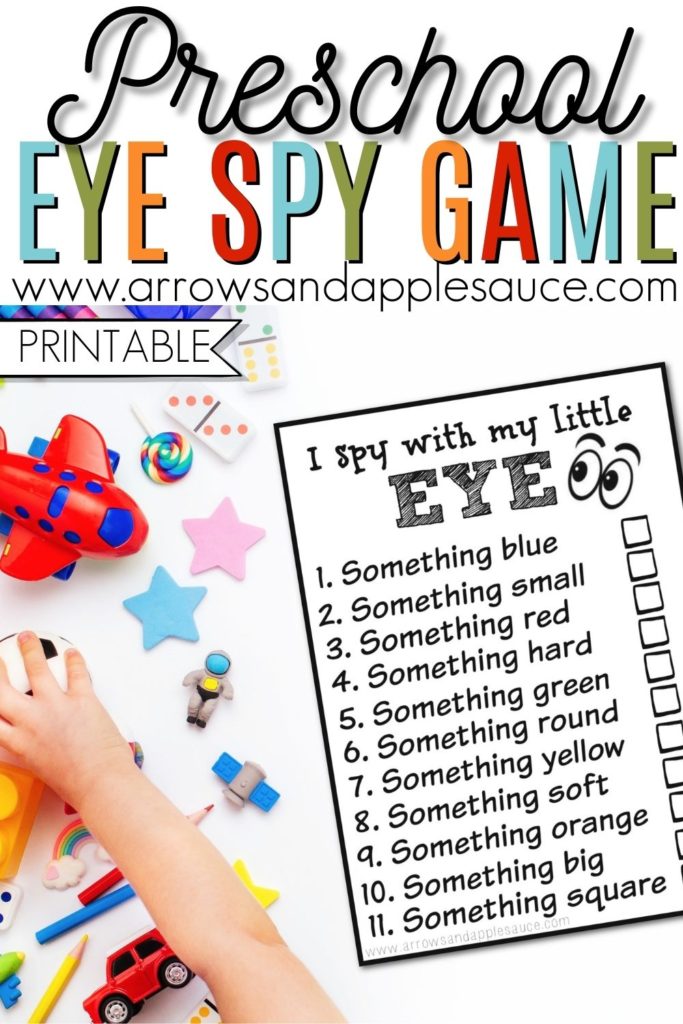 It's always more fun to learn with friends! Library time, music class, and a free "eye spy" game printable. #eyespy #preschoolgame #preschool #homeschool #toddlergame #shapes #colors