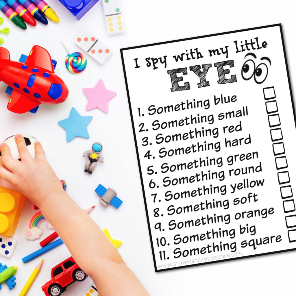 It's always more fun to learn with friends! Library time, music class, and a free "eye spy" game printable. #eyespy #preschoolgame #preschool #homeschool #toddlergame #shapes #colors