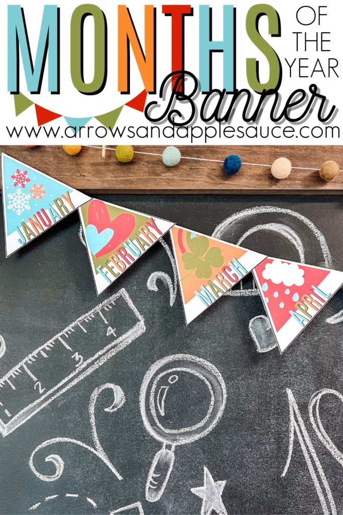 We're having fun learning the months of the year with this printable banner. Great for your classroom or homeschool room! #monthsoftheyear #classroomcalendar #printablebanner #earlyeducation