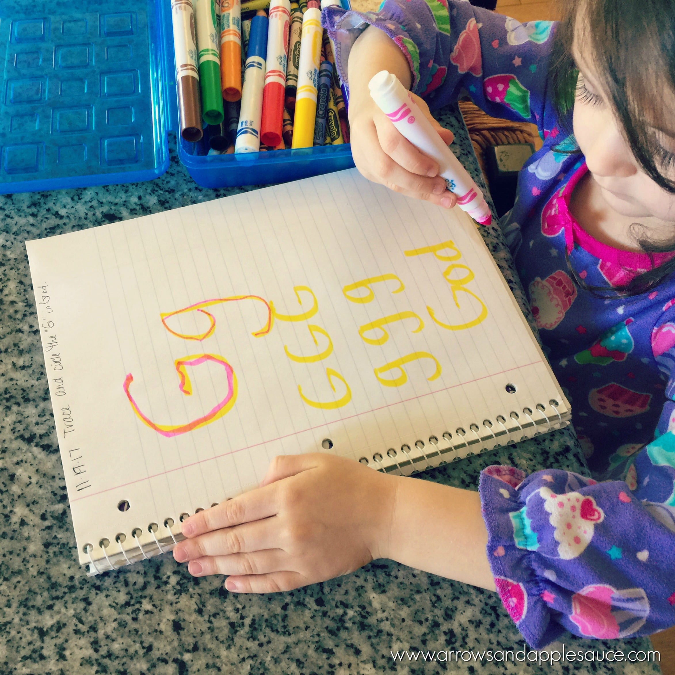 Fun and creative ideas for your little ones preschool journal. Alphabet, number, shapes, and color practice.