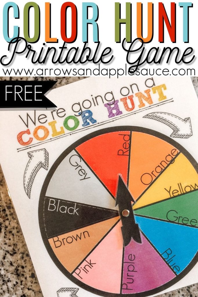 Teaching your little ones their colors is fun and easy with these printable games. Enjoy a paint splash themed matching game and a free color hunt wheel! #learningcolors #preschool #colorwheel #colorhunt #paintsplash #homeschool