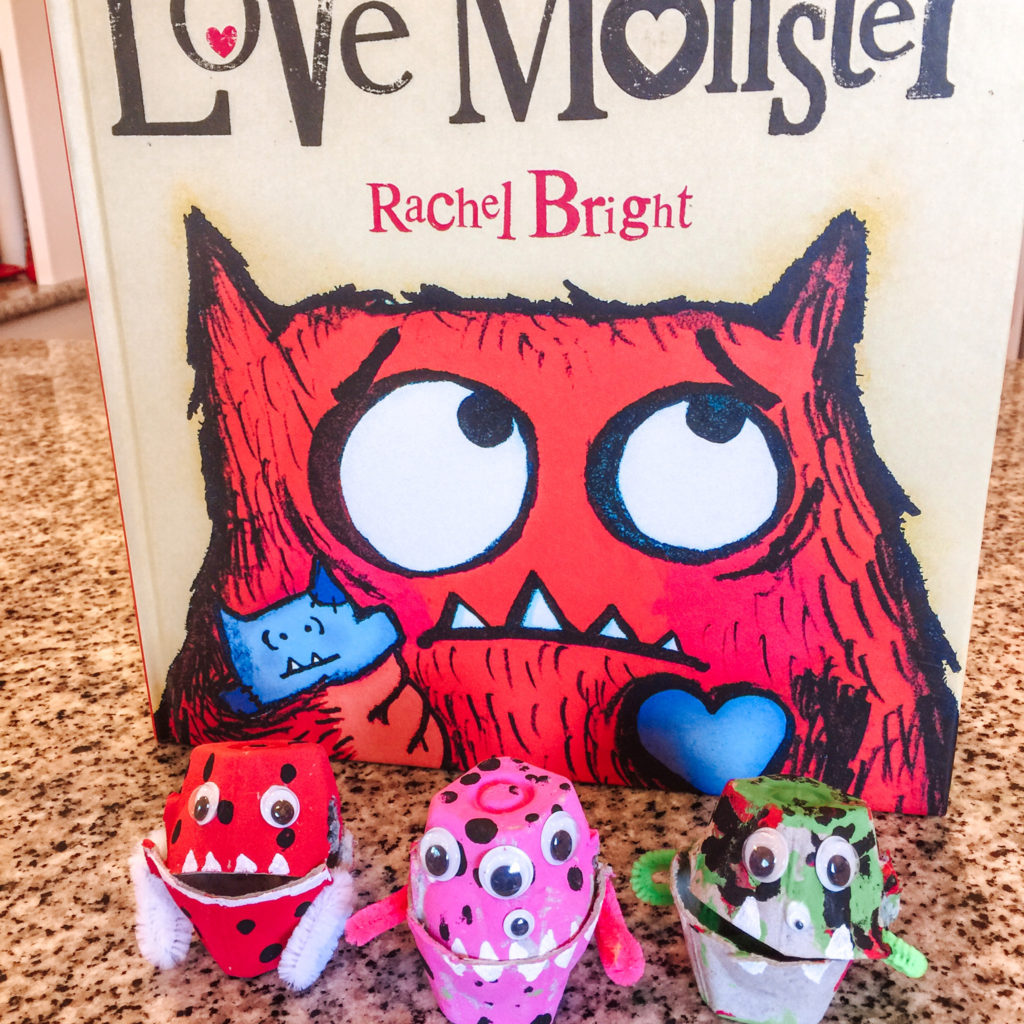 A fun and easy little kids craft based on the book Love Monster by Rachel Bright. A great way to celebrate Valentines Day with your kiddos! #ValentinesDay #Valentineskidscraft #lovemonster #bookthemecraft #easykidsactivities