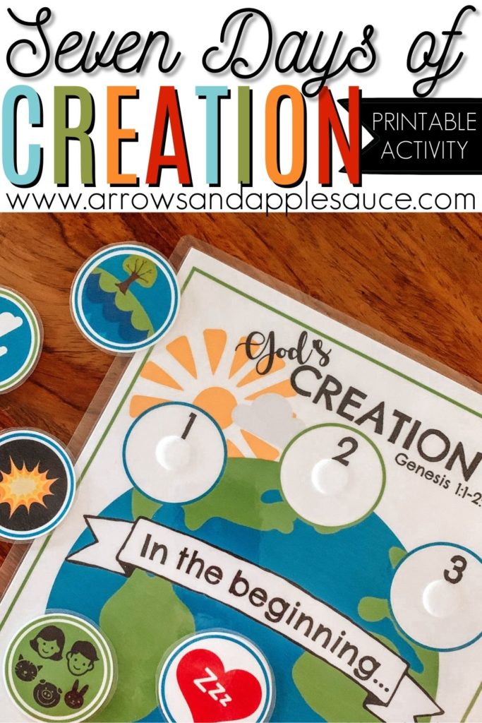We loved learning about the seven days of creation! Using this fun matching game made it easy to remember what God created on each day. We can't wait to try some of the fun creation related activities I've found to go ith this printable game. #Godscreation #sevendaysofcreation #creationactivities #kidsactivities #biblelessonforkids #inthebeginning #Genesis #bibleforkids #preschoolathome #preschoolprintables #homeschool 