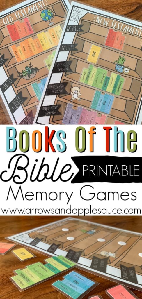 These fun printable will help your little ones (or even you!) learn the books of the Bible in no time! With the books organized by category, it's easy! #Bibleforkids #kidsBibleactivities #SundaySchoolGames #HomeschoolPrintables #learningathome #BooksoftheBible #ChristianParenting #oldTestament #newTestament