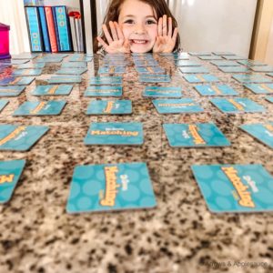 Review new subjects and building memory strength is fun and easy with game schooling! Check outthis cute DIY memory chalkboard memory game. #gameschooling #diygame #chalkboard #alphabetgames #homeschoolpreschool #diykidsactivities #matchinggames #homeeducation