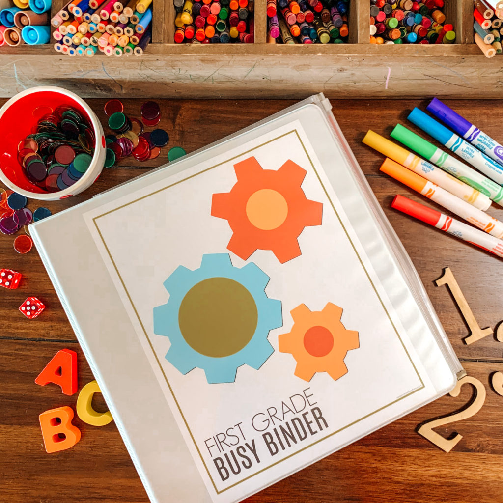 Take a look inside our first grade busy binder, packed with printable, educational, hands-on fun! #firstgradehomeschool #firstgradecurriculum #homeeducation #educationalprintables #firstgrademath #firstgradescience #learningtoread