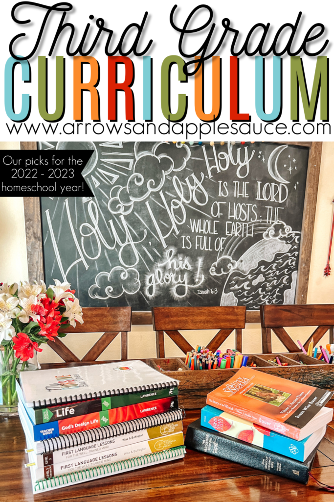We're excited to share our homeschool curriculum picks for third grade for this coming school year, as well as our family style subjects! #homeschool #thirdgrade #classicalhomeschool #thirdgradecurriculum #curriculumreview #thirdgrademath #thirdgradelanguagearts #thirdgradescience 