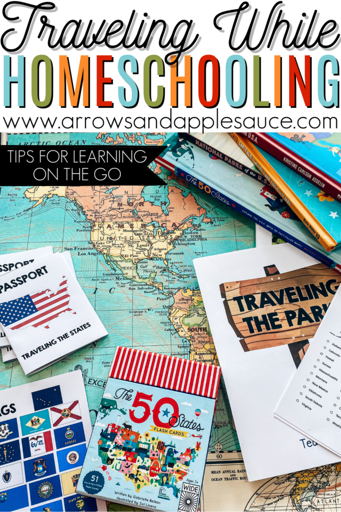 Check out these helpful and easy tips for enjoying homeschool while traveling. Learn on the go as a family! #travelschool #roadschooling #homeschooltips #vactionwithkids #homeschoolfamily #learnonthego #roadtripwithkids #kidstravel