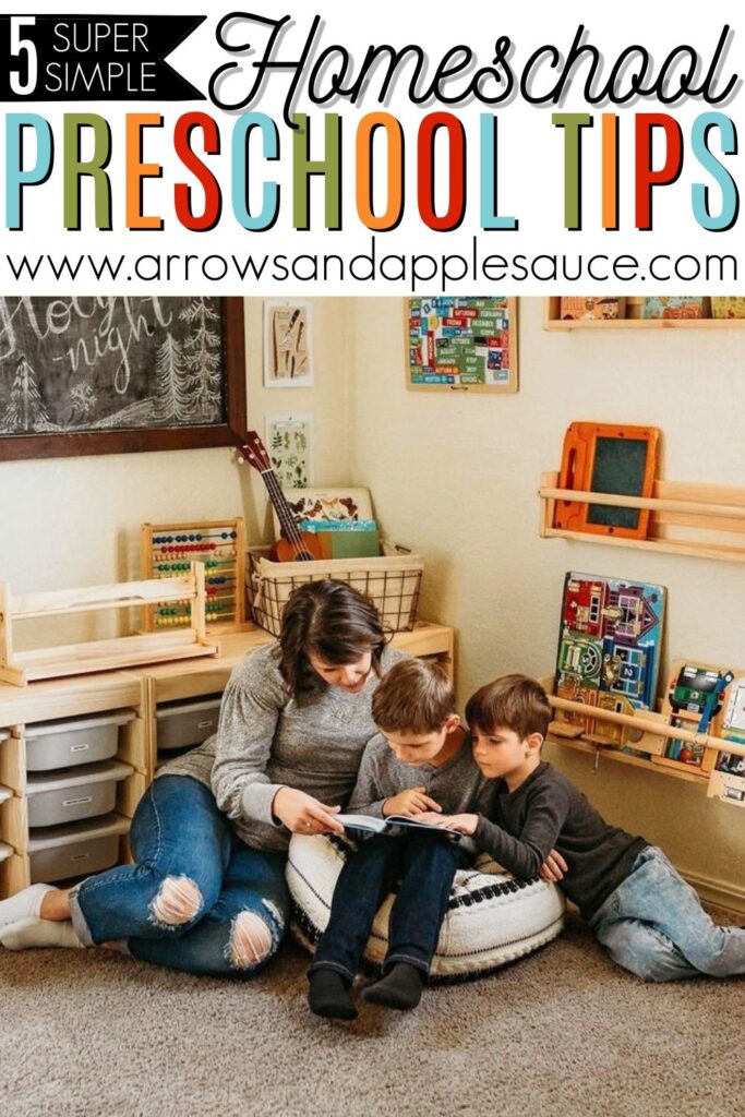 Elizabeth Santelmann of Sunshine In My Nest shares her five super simple preschool tips for homeschool beginners. #homeschoolpreschool #preschoolathome #preschooltips #homeschoolencouragement #sunshineinmynest #learningathome