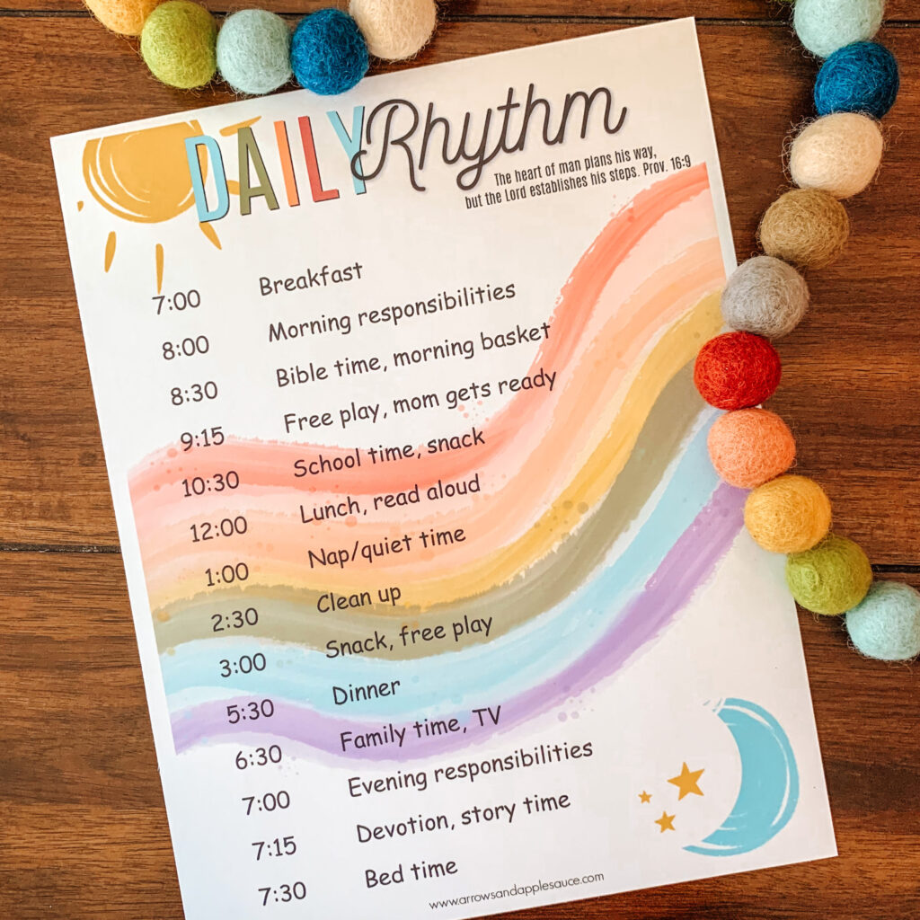I receive lots of questions about how we organize our homeschool day. Here are my most used tips and resources. #homeschoolschedule #homeschoolrhythm #dailyrhythm #loopschedule #lessonplanning
