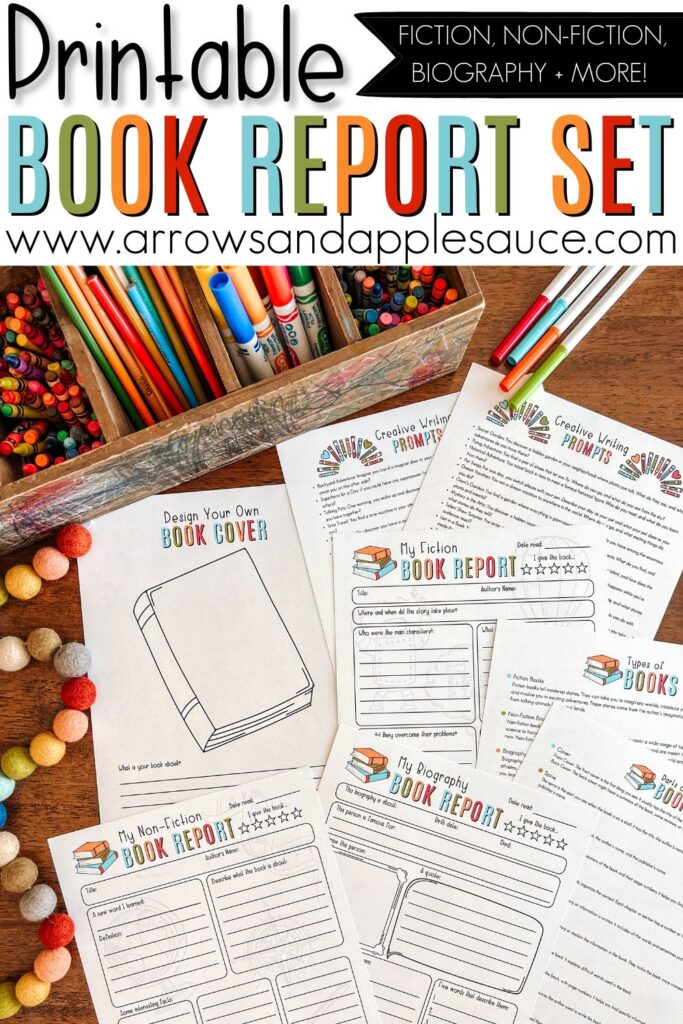 We're trying something new for homeschool language art and adding book reports to the mix! Check out our new printable book report pack! #fifthgrade #bookreports #languagearts #homeschoolreading #homeeducation #creativewriting 