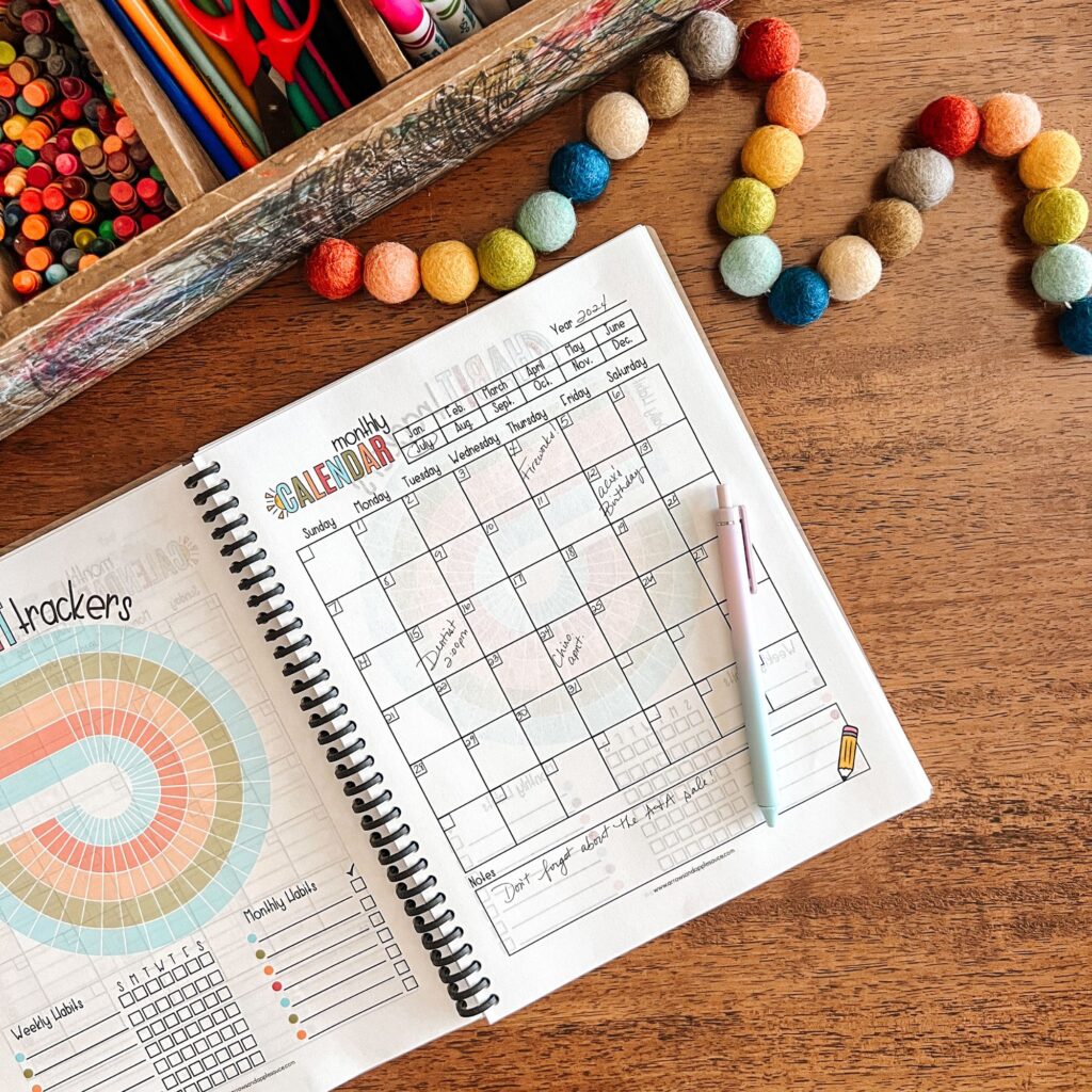 Introducing, our new editable lesson planner! Perfect for organizing your homeschool and everyday life, because homeschooling IS life! #lessonplanner #homeschoolplanner #teacherplanner #dailyrhythm #homeschoolroutine #habittracker #morningbasket #printablecalendar