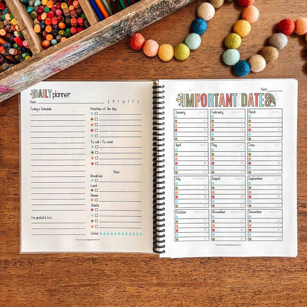 Introducing, our new editable lesson planner! Perfect for organizing your homeschool and everyday life, because homeschooling IS life! #lessonplanner #homeschoolplanner #teacherplanner #dailyrhythm #homeschoolroutine #habittracker #morningbasket #printablecalendar