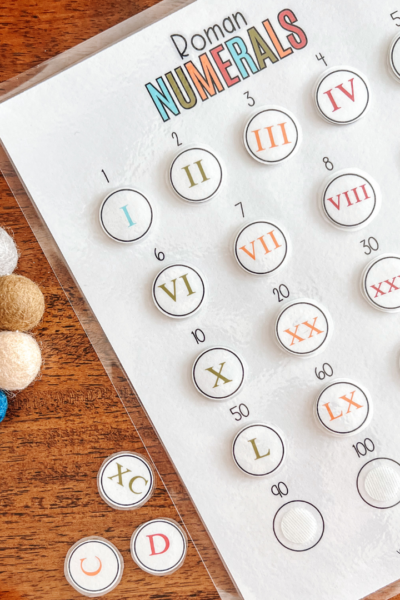 Introduce your kids to the fun of learning Roman numerals with our hands-on activity set! Perfect for homeschool moms, this set includes charts, matching games, and Bingo to make learning engaging. Boost math skills, critical thinking, and cultural awareness with these exciting activities. #RomanNumerals #HomeschoolMath #HandsOnLearning #ElementaryMath #MathGames #HomeschoolResources #EducationalActivities #mathprintables #fourthgrade #fifthgrade