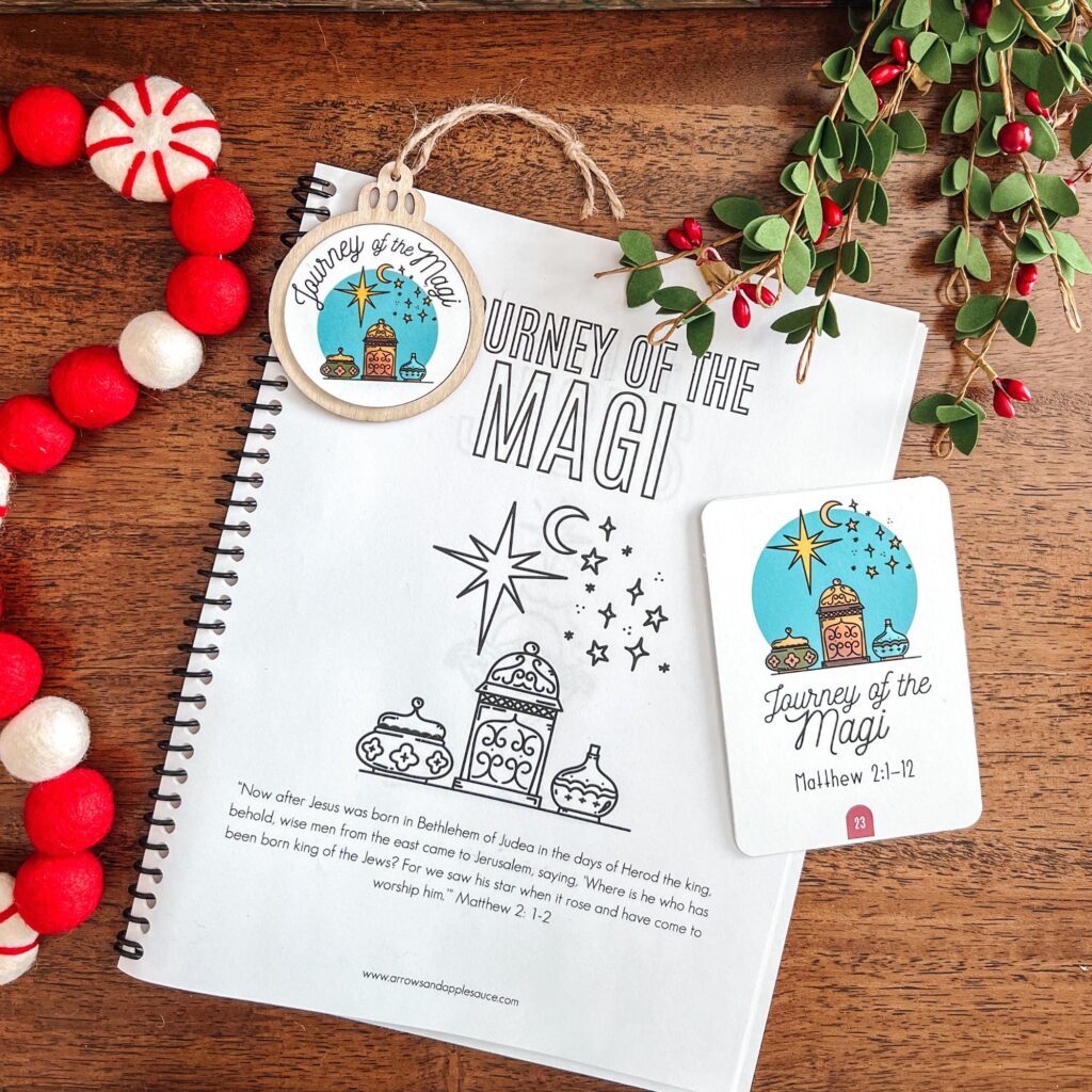 Celebrate Advent with a Jesse Tree tradition! Our activity set helps kids learn how each Bible story points to Jesus this Christmas season. #JesseTree #ChristCenteredChristmas #ChristmasKidsCraft #KidsBibleStudy #AdventActivities