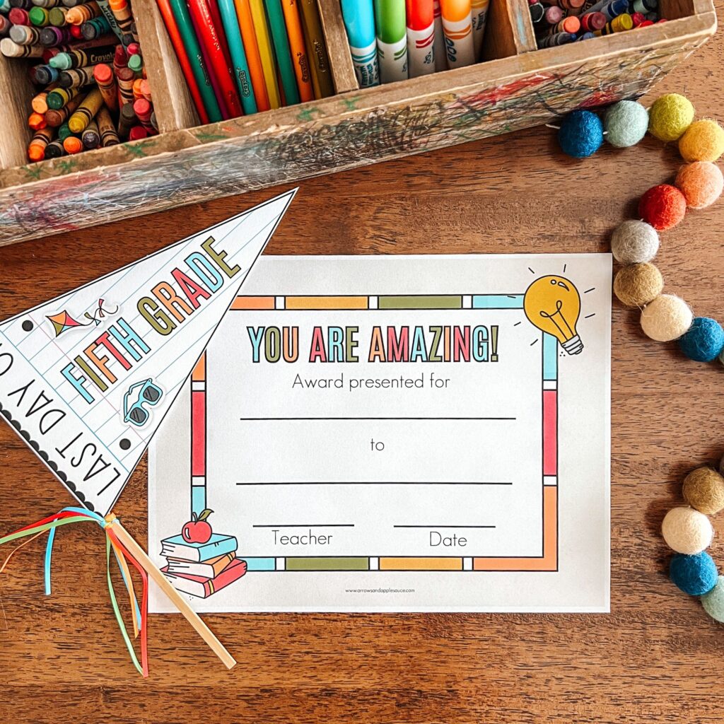 Need ideas for ending the homeschool year strong? Here’s how we’re finishing the homeschool year with joy and without burning out. #endofschoolyear #homeschoolyear #studentaward #lastdayofschool #photoprops #schoolaward