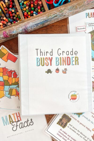 Busy Binders are a great way to keep little minds active over summer break. Includes math, reading, life skills, Bible activities, and more! #busybinders #homeschoolresources #summerkidsactivities #elementaryactivities #homeschoolprintables #christianhomeschoolers #homeschoolsupplies #curriculumreview