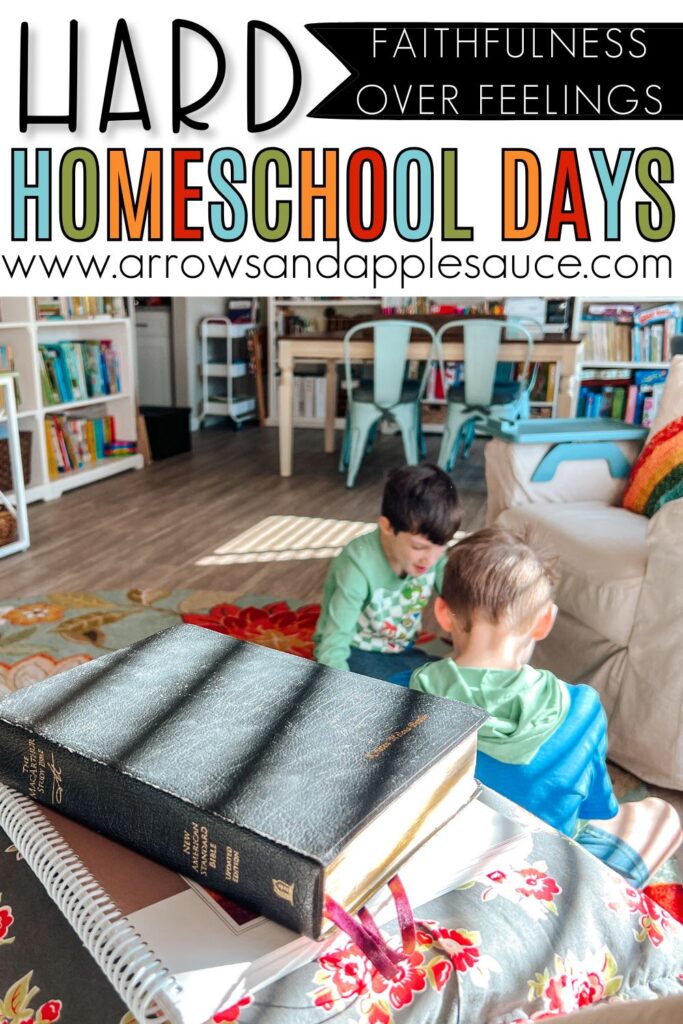 When you don’t feel like homeschooling, find Scripture-anchored encouragement to remain faithful to your calling without guilt or burnout. #christianhomeschool #homeschoolencouragement #hardhomeschooldays #homeschoolmom #faithfulness #homeschoolday 